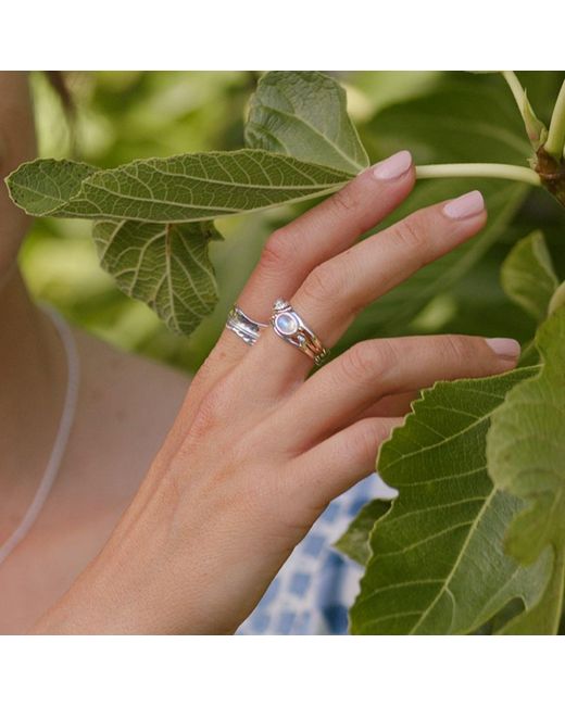 Isla Silver White Moonstone & Topaz Ring