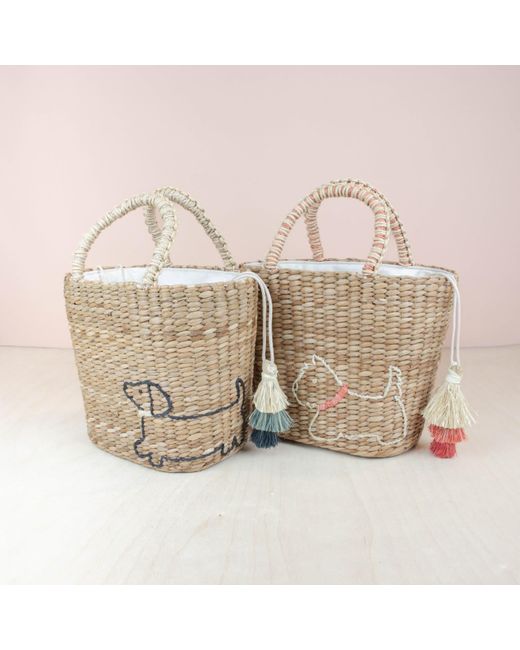 LIKHÂ Natural Mini Tote Bag With Embroidered Westie