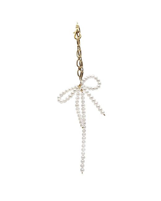 Farra Metallic Bowknot Freshwater Pearls Bag Charm