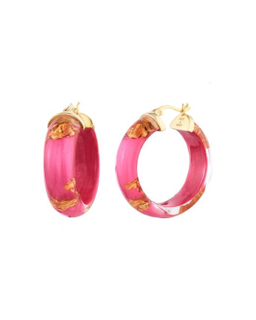Gold & Honey 24k Gold Leaf Huggies In Pink