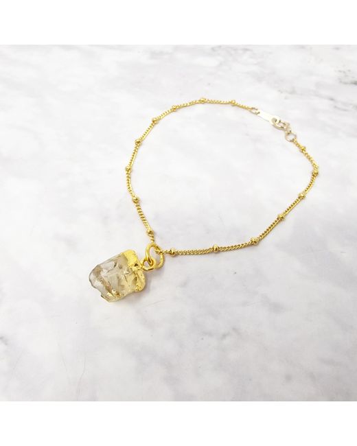 Harfi Metallic Raw Citrine November Birthstone Fine Satellite Crystal Bracelet