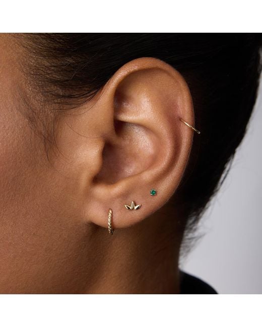 Vanhi Metallic 14K Solid Emerald Flat Back Stud