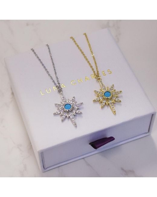 Luna Charles Metallic Heidi North Star Birthstone Necklace December