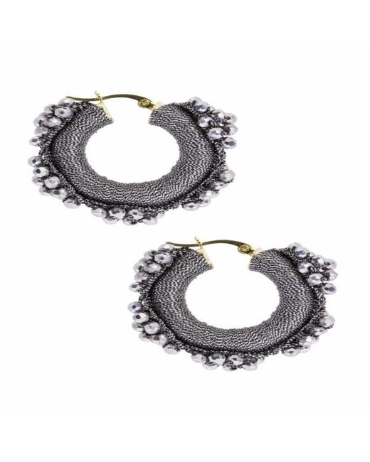 Saachi Metallic Royal Redux Beaded Hoop Earring