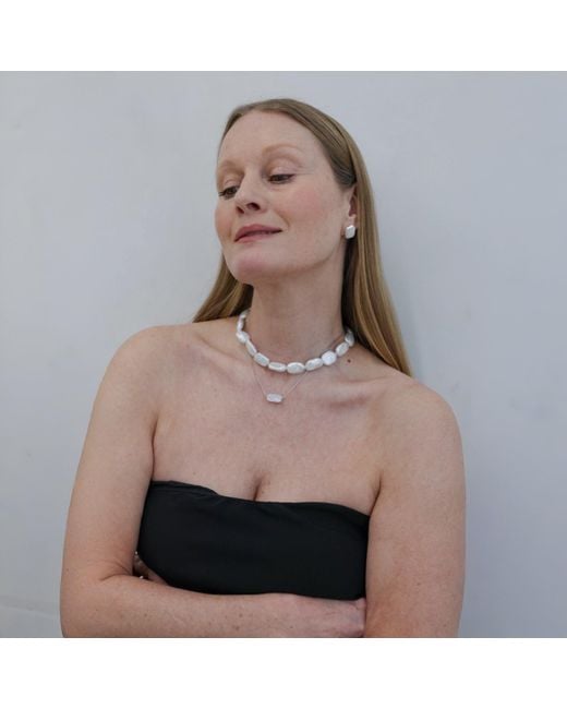 London Atelier Byproduct Blue Freshwater Irregular Square Pearl Necklace