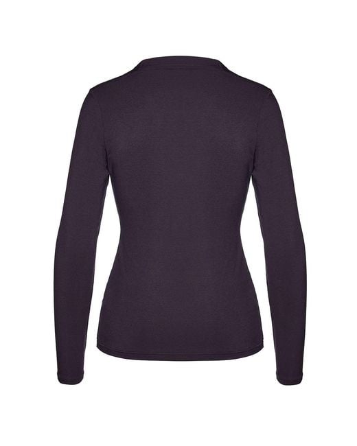 Conquista Blue Ink Long Sleeve Faux Wrap Top