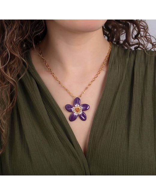 Milou Jewelry Multicolor Purple Periwinkle Flower Necklace