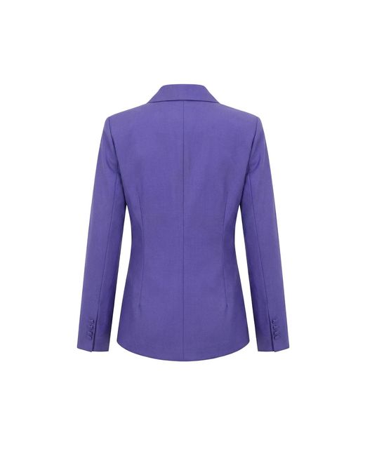 Modenaire Purple Structured Blazer Tailored Fit Floral Appliqué