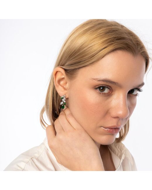 Spero London Green Fancy Drop Tree Branch Earring