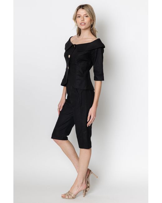 Zetaye Black Celeste Linen Cotton Blazer