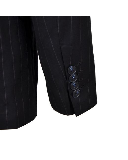 DAVID WEJ Black Aldo Double Breasted Chalk Stripe Suit for men