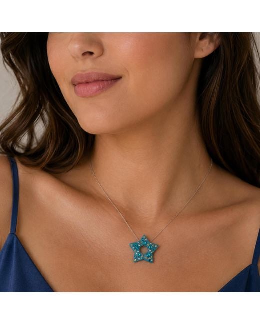 Gold & Honey Blue Confetti Star Necklace