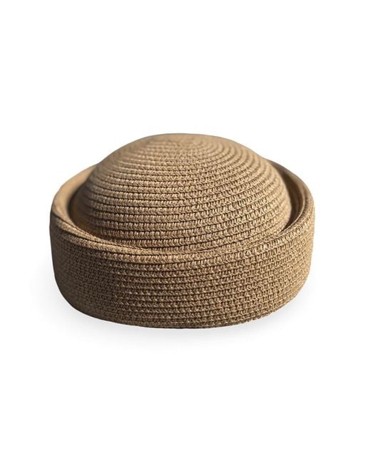 London Atelier Byproduct Brown Neutrals Natural Straw Pillbox Hat