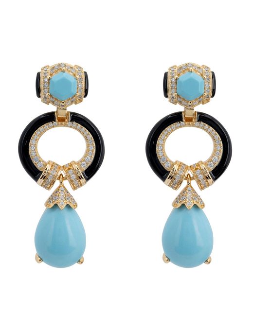 Latelita London Blue Clara Bow & Enamel Drop Earrings