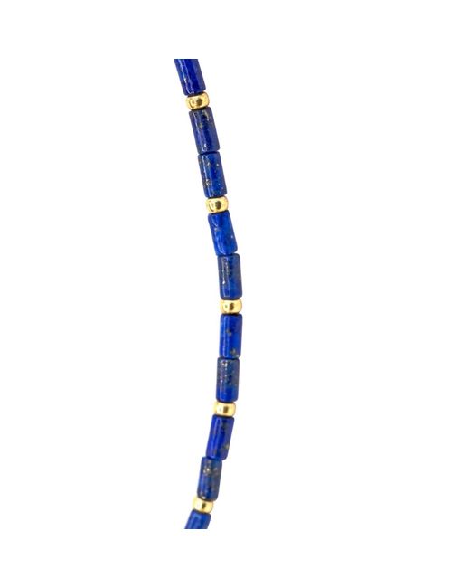 Bombyx House Blue Tiny Lapis Lazuli Tube Station Necklace