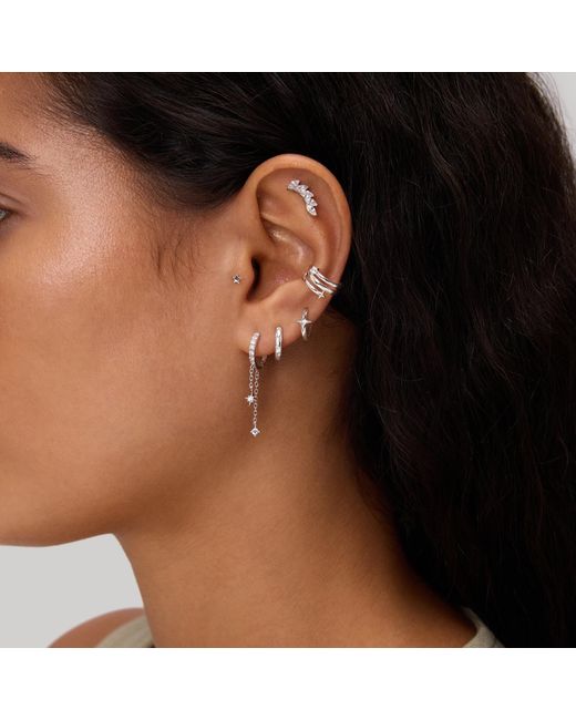 Vanhi Metallic 14K Recycled Solid Star Huggie Earring