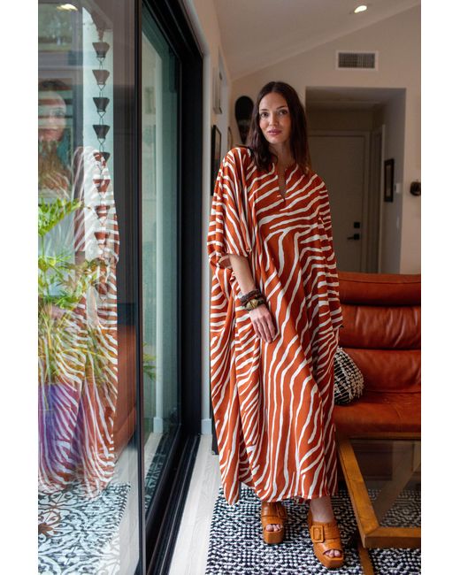Jennafer Grace Red Talitha Cinched Waist Caftan
