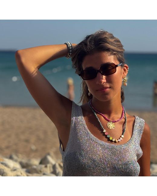 Ebru Jewelry Metallic Aura Seashell Evil Eye Handmade Necklace