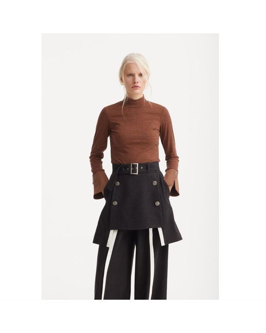 Julia Allert Black Tailored Wool-Blend Trousers With Skirt Overlay – Dark