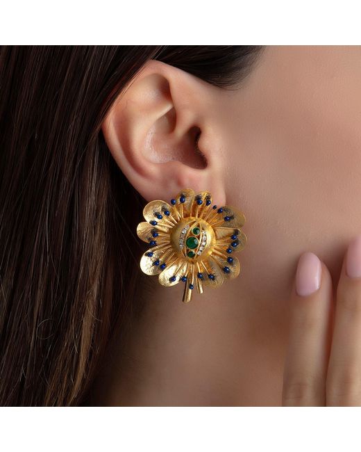 Milou Jewelry Metallic Antique Flower Earrings