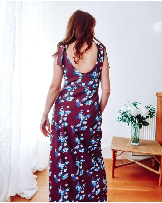 Sophie Cameron Davies Purple Floral Cotton Maxi Dress