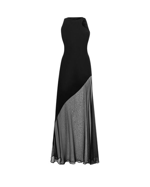 Nocturne Black Sheer Detail Maxi Dress