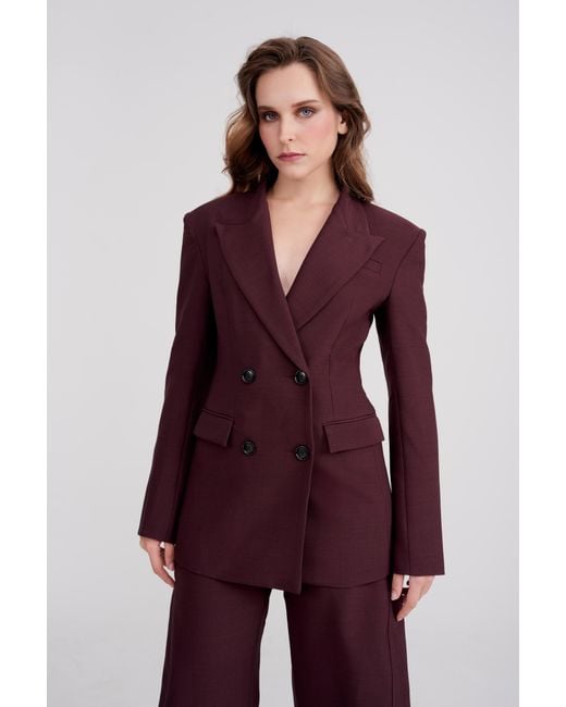 Icon Leva Purple Kaia Tailored Double Breasted Blazer Jacket