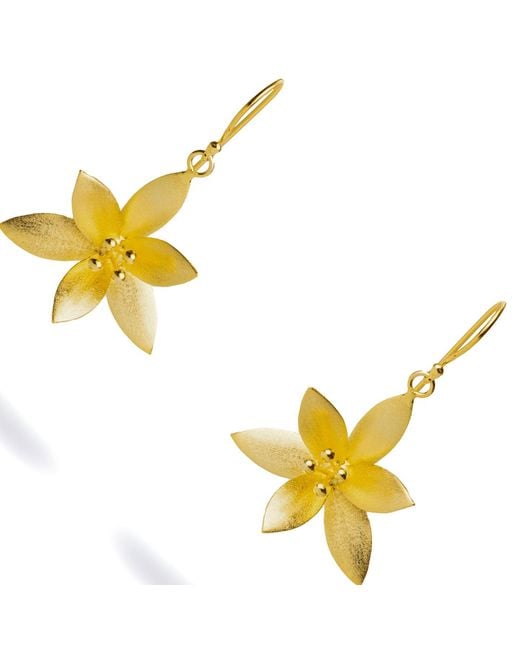 Ebru Jewelry Yellow Lotus Blossom Vermeil Earrings