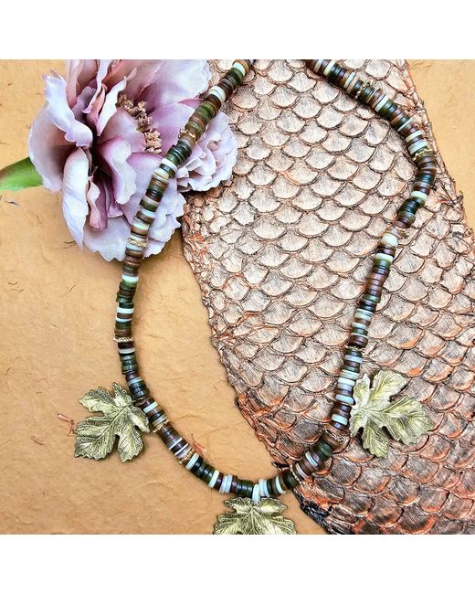 Farra Metallic Agate With Maple Leaves Statement Necklace