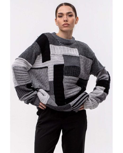 Maison Bogomil Black Chunky Patchwork Sweater