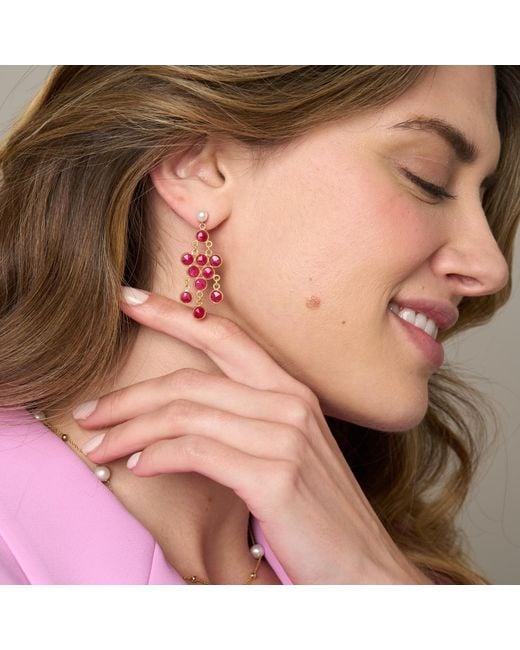 Pearls of the Orient Online Clara Cultured Freshwater Pearl Earrings & Ruby Chandelier Earrings