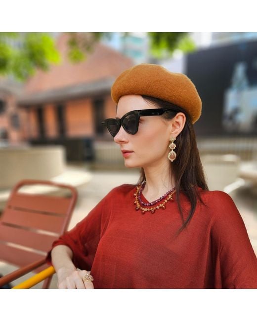 Farra Metallic Sunstone Setting Statement Earrings