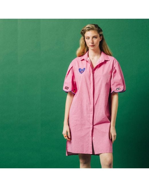 King Naked Pink Heart Beast Shirt Dress