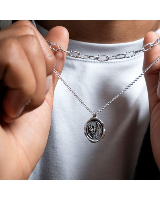 Dower & Hall Metallic Fly High Phoenix Talisman Necklace for men