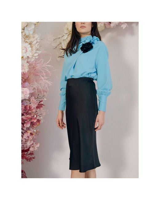 concept A trois Black Satin Skirt