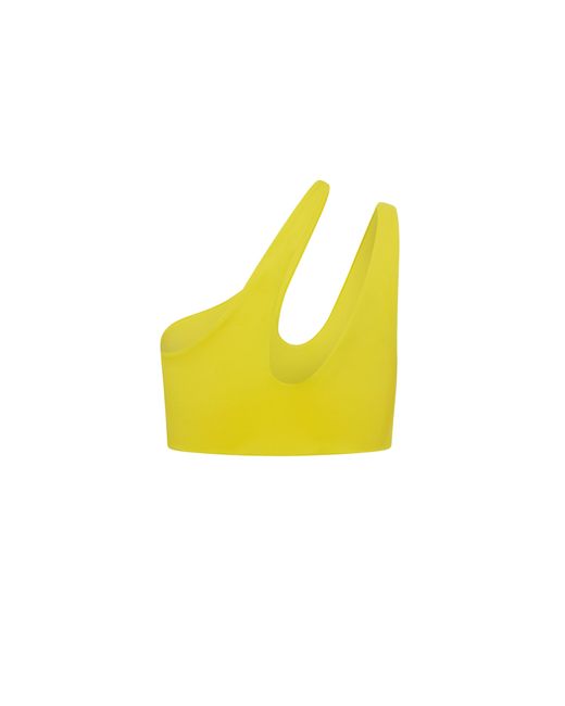 Let's Swim Yellow Teardrop Cut Out One Shoulder Bikini Top
