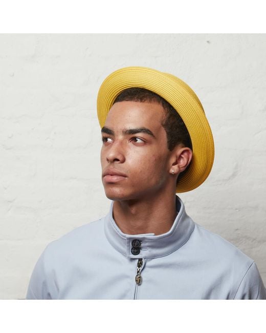 Dasmarca Hats Yellow Dasmarce Bobby Retro Short Brim Summer Porkpie – Corn for men