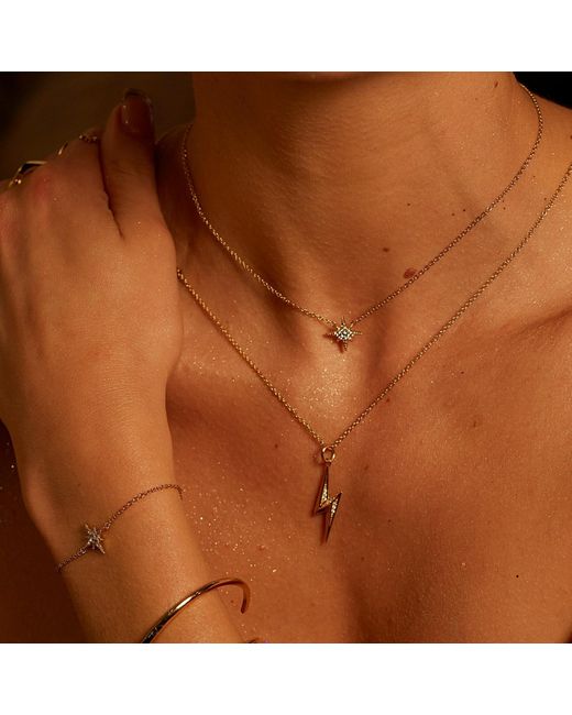 Scream Pretty Metallic Sparkling Lightning Bolt Necklace With Slider Clasp