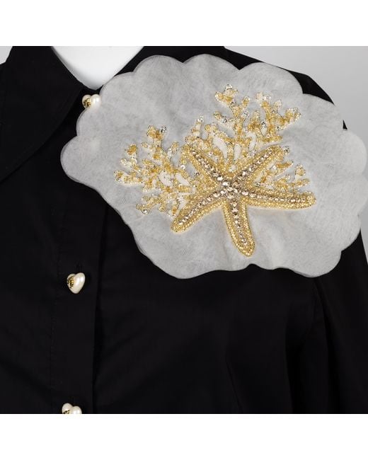 Laines London Black Laines Couture Tie Shirt With Embellished Shell