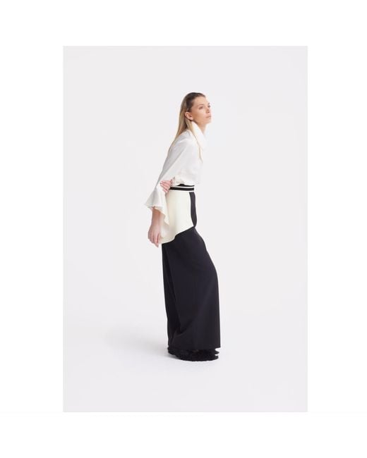 Julia Allert Black Neutrals Statement Waist Wide-Leg Trousers –