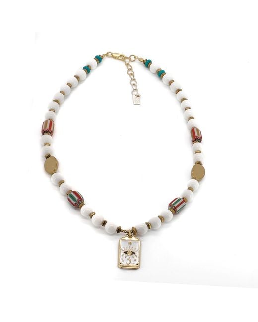 Ebru Jewelry Metallic Mystic Eye Tarot Jade Talisman Choker Necklace