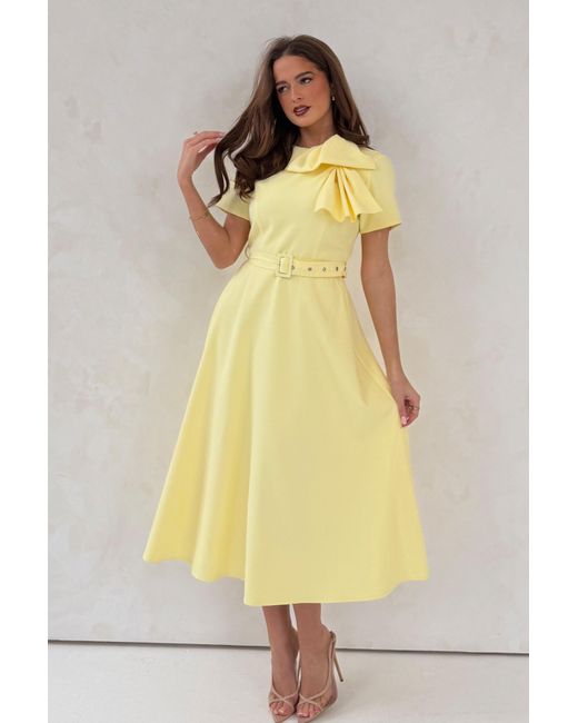 Girl In Mind Yellow Sorelle Belted Midi Dress
