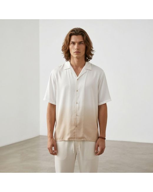 ORIGIN OF HEARTS White Neutrals Solaya Hand-Dyed Satin Resort Shirt for men
