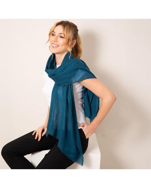 Alie Street London Blue Aurielle Silk Wool Scarf Tapestry