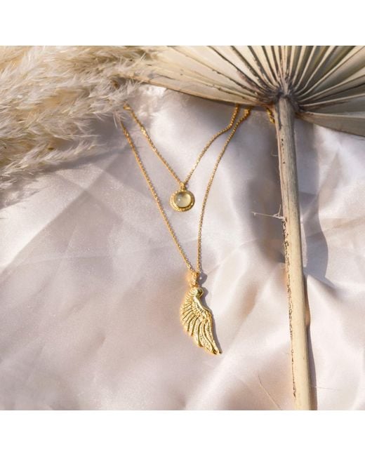 Seven Saints Metallic Archangel Jophiel Necklace, Angel Of Beauty And Wisdom, Plated Sterling With Quartz