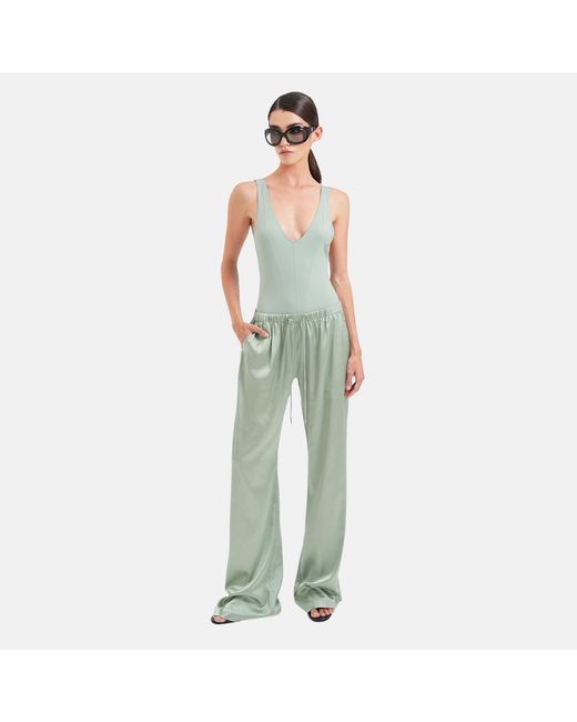 OW Collection Green Lea Sage Satin Pants
