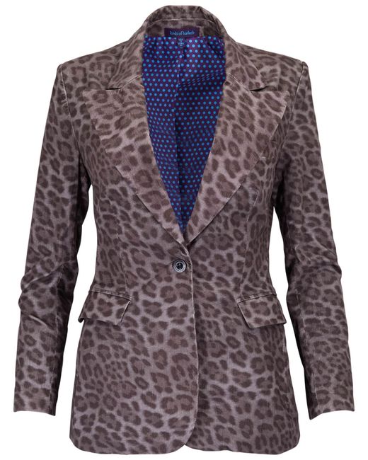 Lords of Harlech Blue Jolene Leopard Brownie Velvet Tailored Jacket