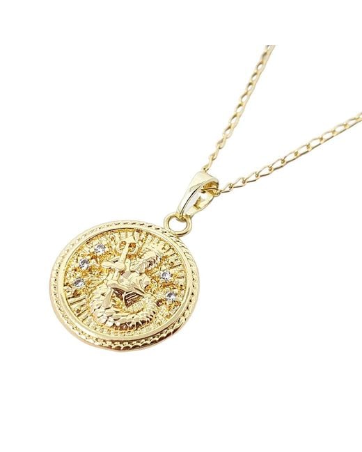 Harfi Metallic Aquarius Plated Zodiac Astrology Pendant Charm Necklace