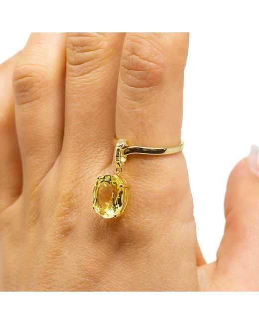 NASI SILVER Yellow Crystalis Dancer Dangling Ring- Lemon Quartz