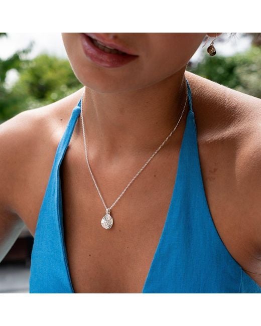 Dower & Hall Metallic Hammered Disc & Topaz Array Pendant